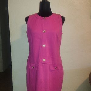 EUC Talbot's Pink/Magenta "Faux" Buttonup sheath sleeveless dress.Knee Length.8